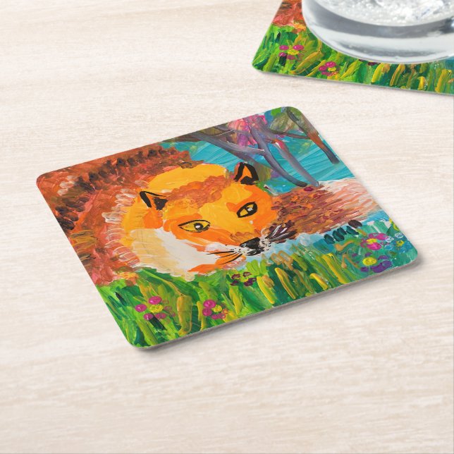 Foxy Rechteckiger Pappuntersetzer (angewinkelt)