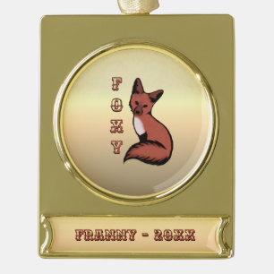 Foxy Red Fox Gold Name und Jahr Banner-Ornament Gold
