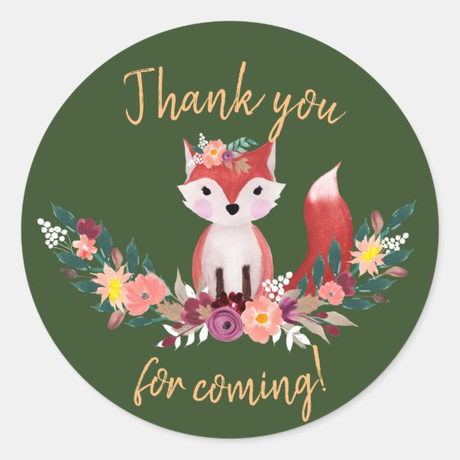 Foxy Round Birthday Sticker (Vorderseite)