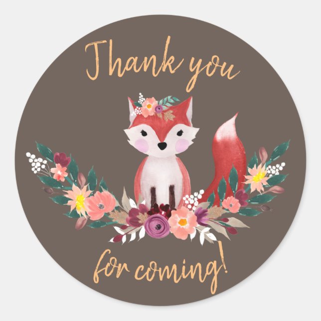 Foxy Round Birthday Sticker (Vorderseite)