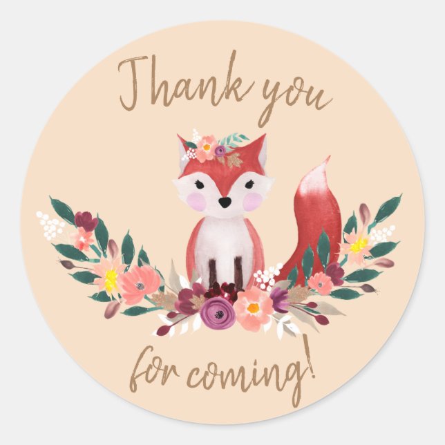Foxy Round Birthday Sticker (Vorderseite)