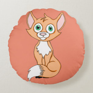 Foxy Roxy Round Throw Pillow Rundes Kissen