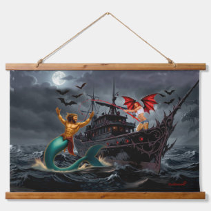 Foxy Roxy Vampir-Rebellin-Hochsee Wandteppich Mit Holzrahmen