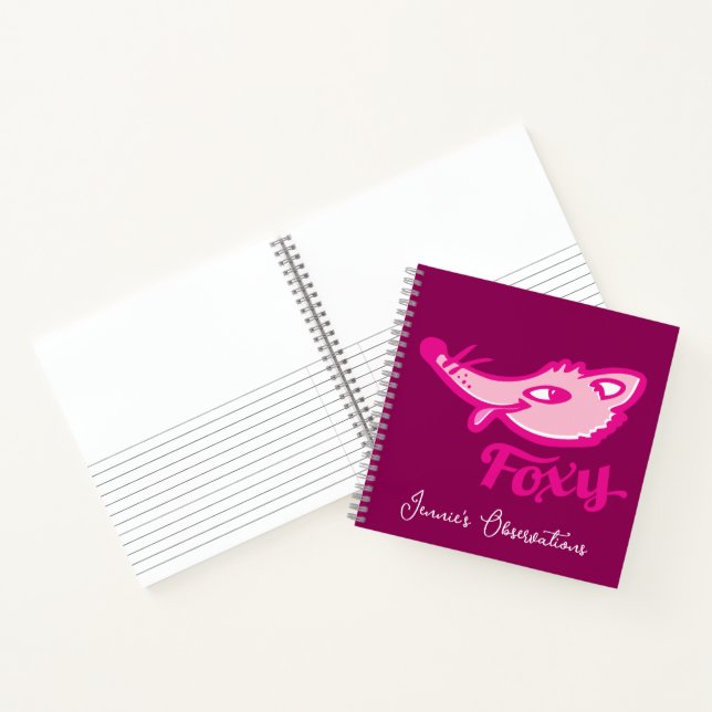 Foxy-Tiefrosa-Fuchs im Gesicht personalisiert Notizbuch (Innenseite)