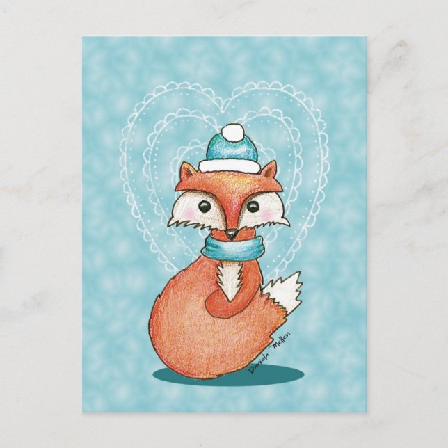 Foxy Valentinsgruß-Postkarte Feiertagspostkarte (Vorderseite)