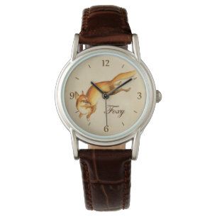 "Foxy" - Vintage japanische Skizze eines Fuchses Armbanduhr