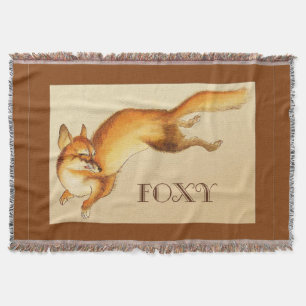 "Foxy" - Vintage japanische Skizze eines Fuchses Decke