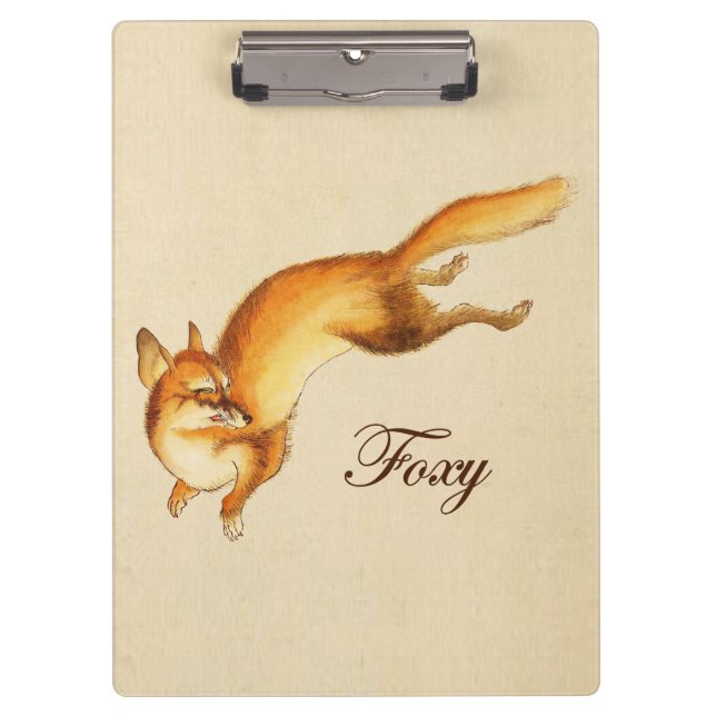 "Foxy" - Vintage japanische Skizze eines Fuchses Klemmbrett (Vorderseite)