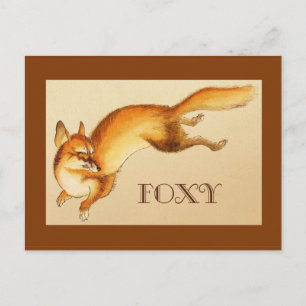 "Foxy" - Vintage japanische Skizze eines Fuchses Postkarte