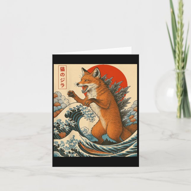 Foxzilla Fox Japanischer Kunstfreund für Männer Fr Karte (Vorderseite)