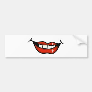 FPA0106 RED LIPS OFFEN MOUTH TEETH SMILE HAPPY AUTOAUFKLEBER