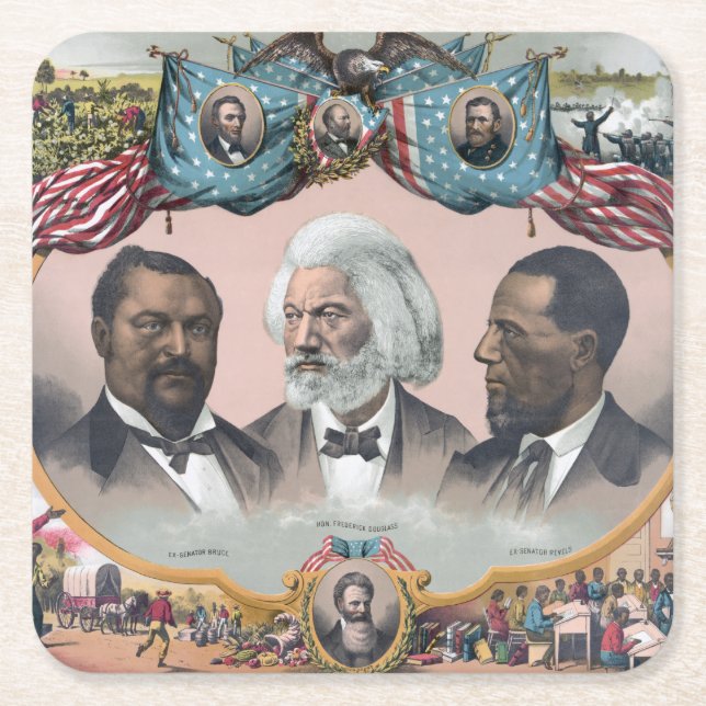 Fr3d3rick Bailey Douglass mit Black Abolitionist Rechteckiger Pappuntersetzer (Vorderseite)