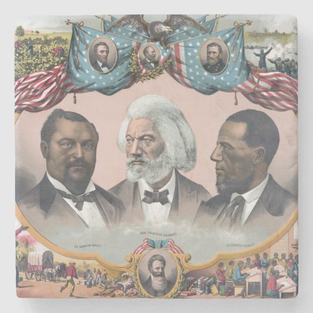 Fr3d3rick Bailey Douglass mit Black Abolitionist Steinuntersetzer (Vorderseite)