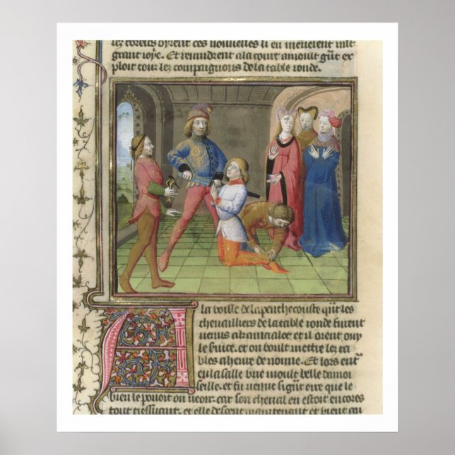Fr.120 f.522v The Knighting of Lancelot from 'The Poster (Vorne)