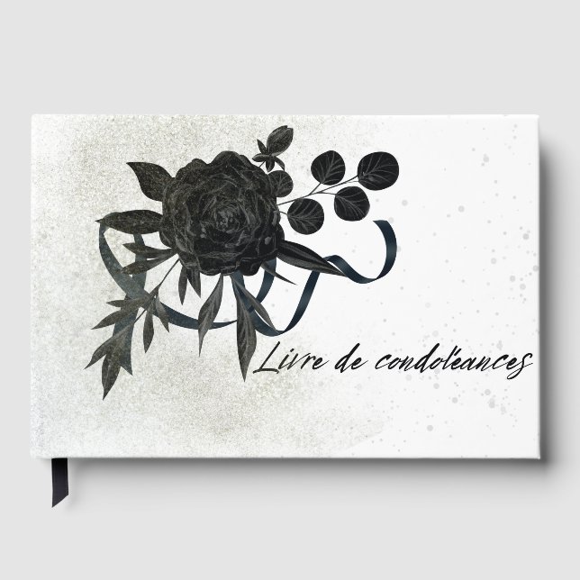 FR | Livre de condoléances - Rose noire Gästebuch (Vorderseite)