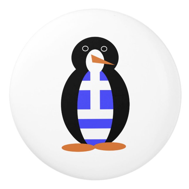 Fr. Pinguin Griechische Flagge Keramikknauf (Vorderseite)