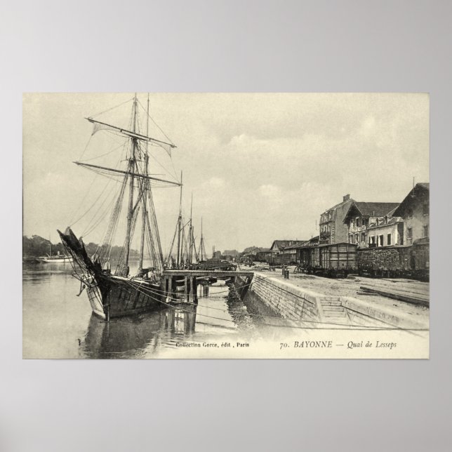 Frachtschiffe, Bayonne, Frankreich Poster (Vorne)