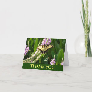 Frack Butterfly auf Lila Wildblumen Dankeskarte