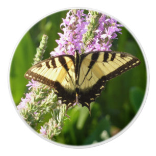 Frack Butterfly auf Lila Wildblumen Keramikknauf