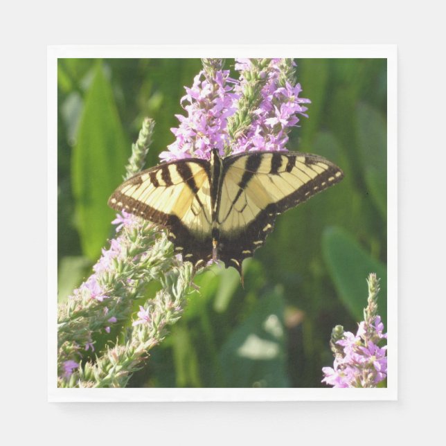 Frack Butterfly auf Lila Wildblumen Serviette (Vorderseite)