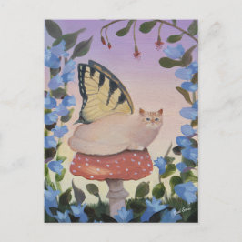 Frack Butterfly Cat auf Mushroom Postkarte