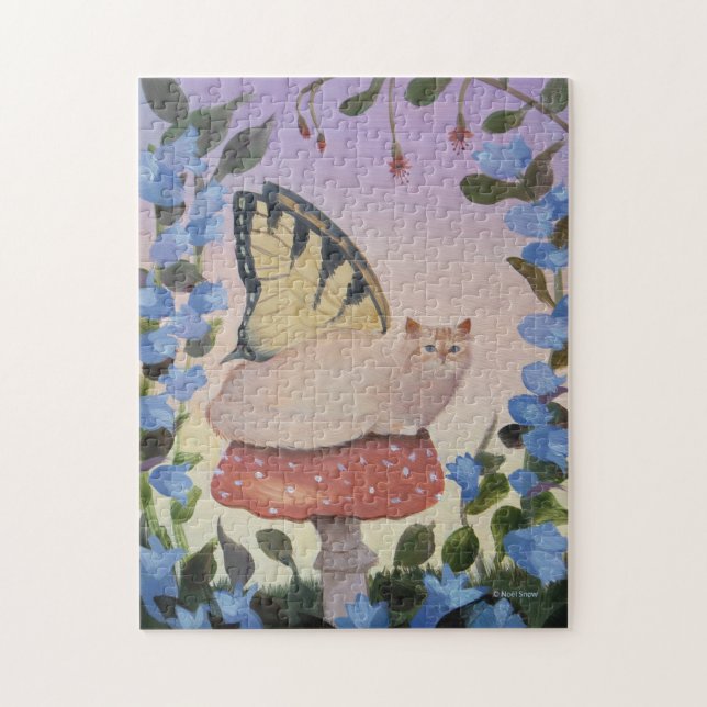 Frack Butterfly Fairy Cat auf Mushroom Puzzle (Vertikal)