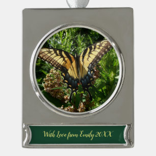Frack Butterfly III Schönes farbiges Foto Banner-Ornament Silber