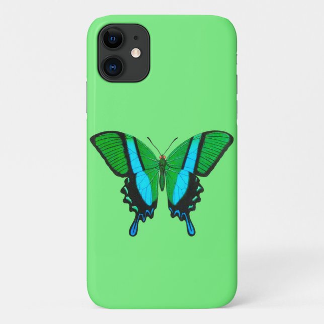 Frack Butterfly in Grün, Türkis und Schwarz Case-Mate iPhone Hülle (Rückseite)