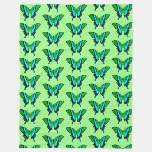 Frack Butterfly in Grün, Türkis und Schwarz Fleecedecke