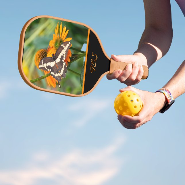 Frack Butterfly Orange Conflower Monogram Pickleball Schläger (Von Creator hochgeladen)