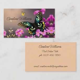Frack Schmetterling und rosa Blume Visitenkarte