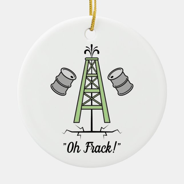 Fracking Ölplattform Keramik Ornament (Vorne)