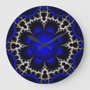 Fractal Ar tBlue/Black Clock Große Wanduhr