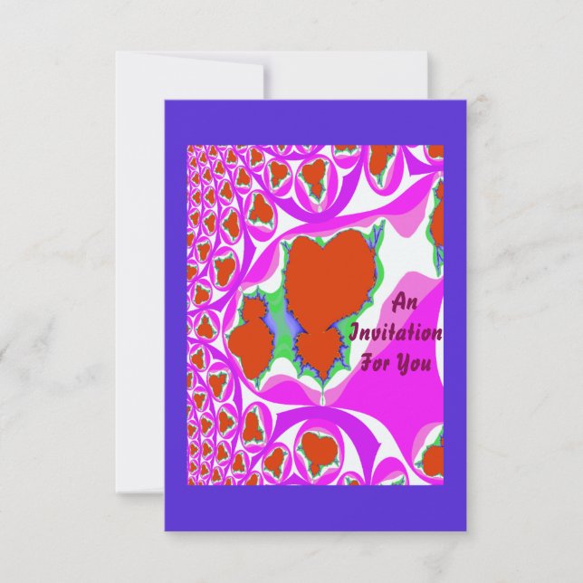 Fractal Bleeding Heart Invitations Einladung (Vorderseite)