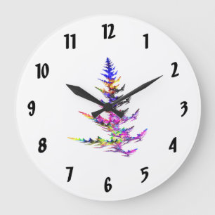 Fractal - Colorful Christmas Tree Große Wanduhr