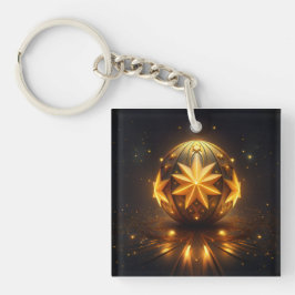 Fractal Fantasy Bronze Sphere Gold Stars  Schlüsselanhänger
