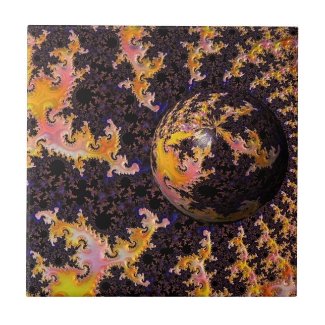 Fractal Firestorm Sphere Fliese (Vorderseite)