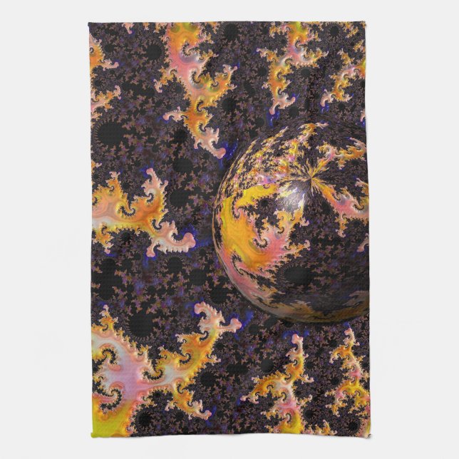 Fractal Firestorm Sphere Geschirrtuch (Vertikal)