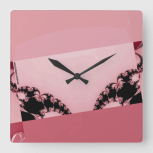Fractal Garden creamy Quadratische Wanduhr