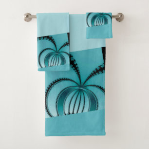 Fractal-Garten azurblau Badhandtuch Set