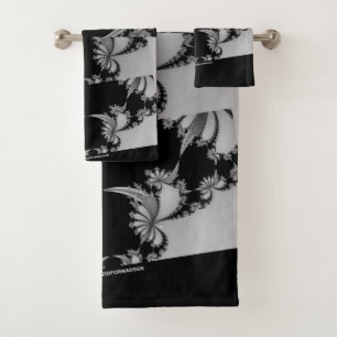 Fractal-Garten grau Badhandtuch Set