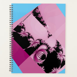Fractal-Garten pink und azurblau Planer