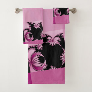 Fractal-Garten rosa Badhandtuch Set