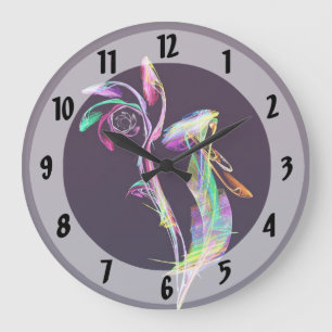 Fractal - Kakadu Große Wanduhr