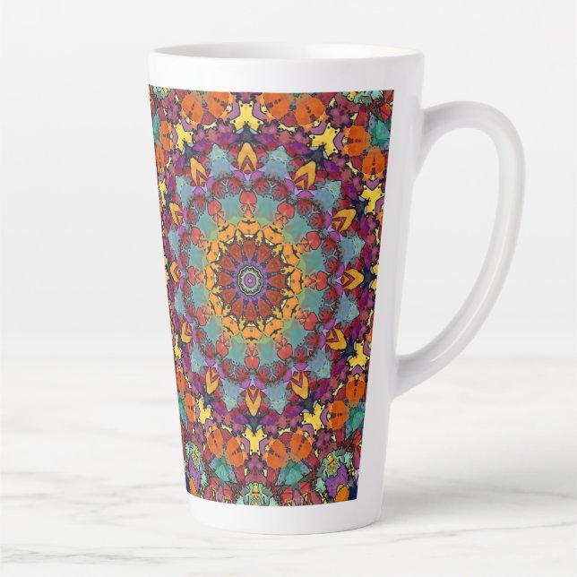 Fractal Kaleidoscope Mandala Pattern-64351 Milchtasse (Rechts)