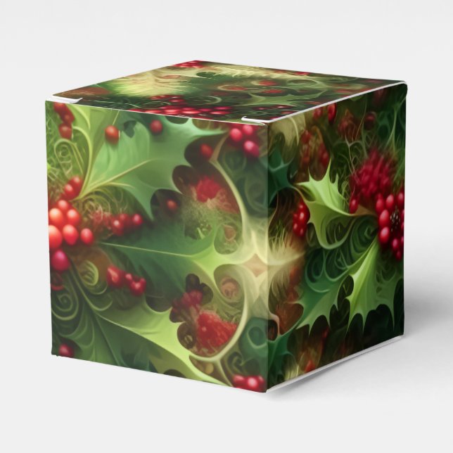 Fractal Mistletoe Favor Box Geschenkschachtel (Vorderseite)