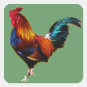 Fractalius Leghorn Rooster Quadratischer Aufkleber