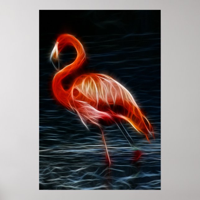 Fractalius Pink Flamingo Poster (Vorne)
