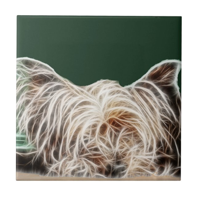 Fractalius Yorkie Hund Fliese (Vorderseite)