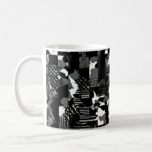 "Fractura" - Schwarz-Weiß-Tarnmuster Kaffeetasse